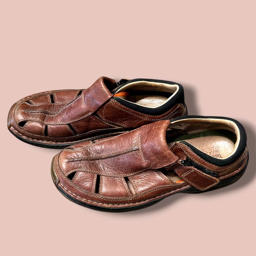 Men's TIMBERLAND Altamont Brown Leather Smart Comfort Fisherman Sandals EUC